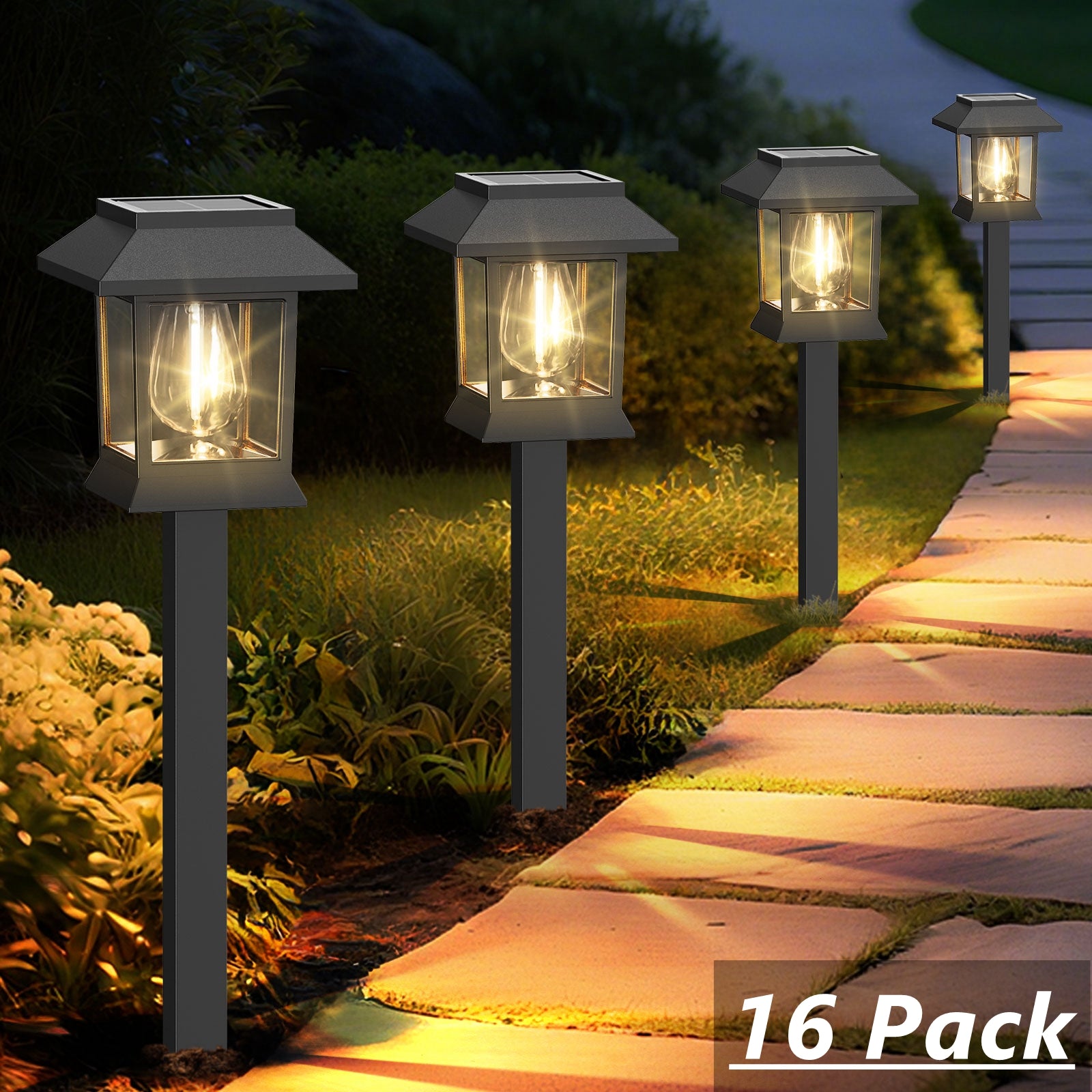 Solar Lights for Outside Walkway Pathway Driveway Outdoor Waterproof Led Landscape Lighting For Garden Yard Decor.