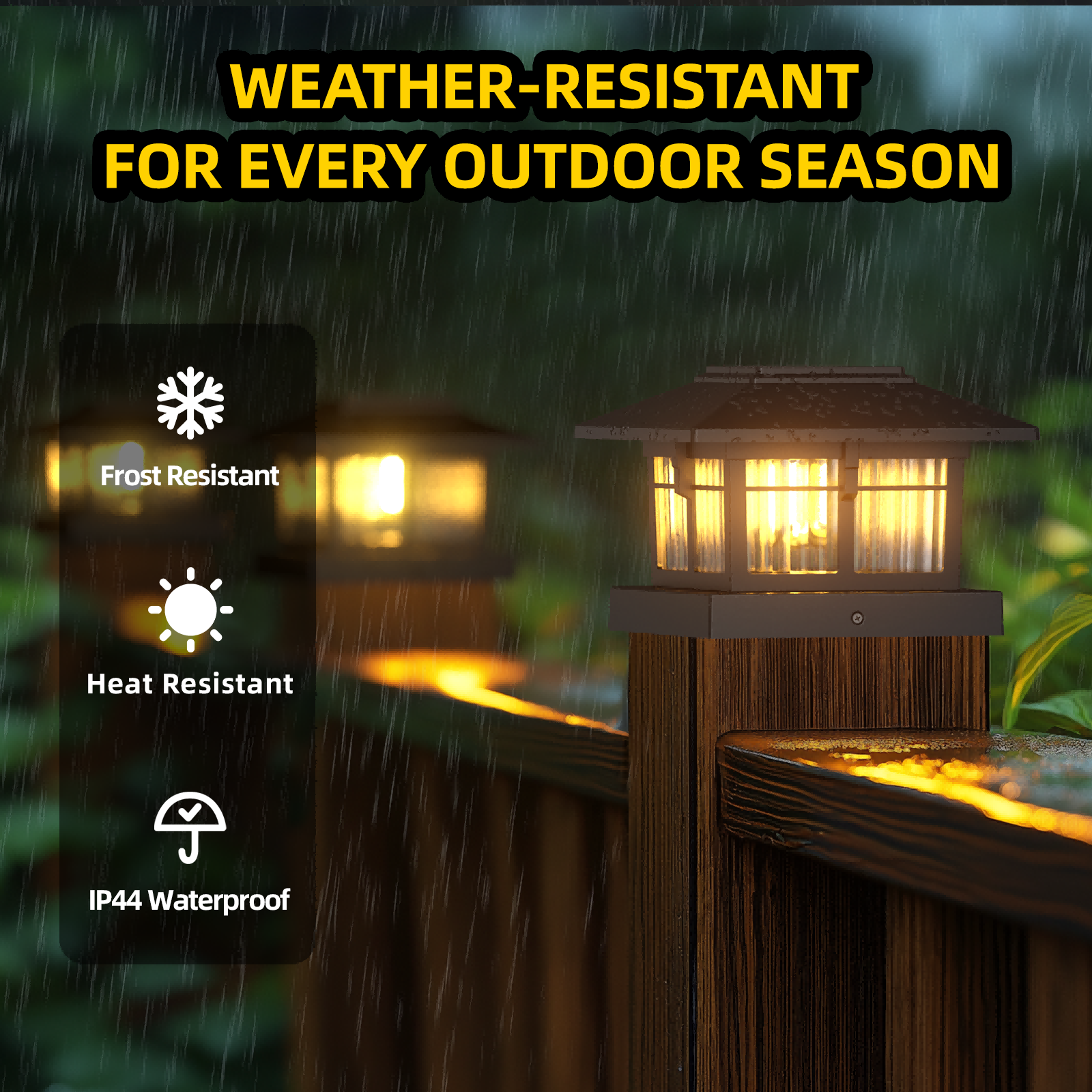 4x4 Solar Post Cap Lights Fence Deck Post Lights Outdoor Solar Powered Waterproof with Two Light Modes Warm&Cool White for Garden Patio Decor