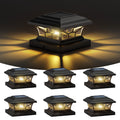 Solar Post Cap Lights Outdoor Waterproof, Fits 4x4, 5x5, 6x6 Wooden & Vinyl Fence Decks, Edison LED Bulb with Warm & Cool White Light Modes. Black color.