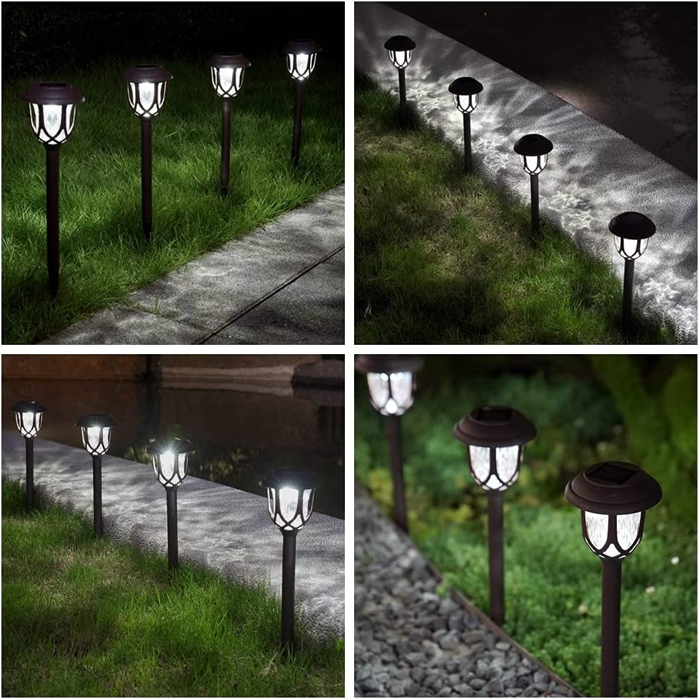 ExcMark 10 Pack Solar Lights Outdoor Decorative, Solar Pathway Lights Outdoor, Solar Powered Garden Yard Lights for Walkway Sidewalk Driveway.