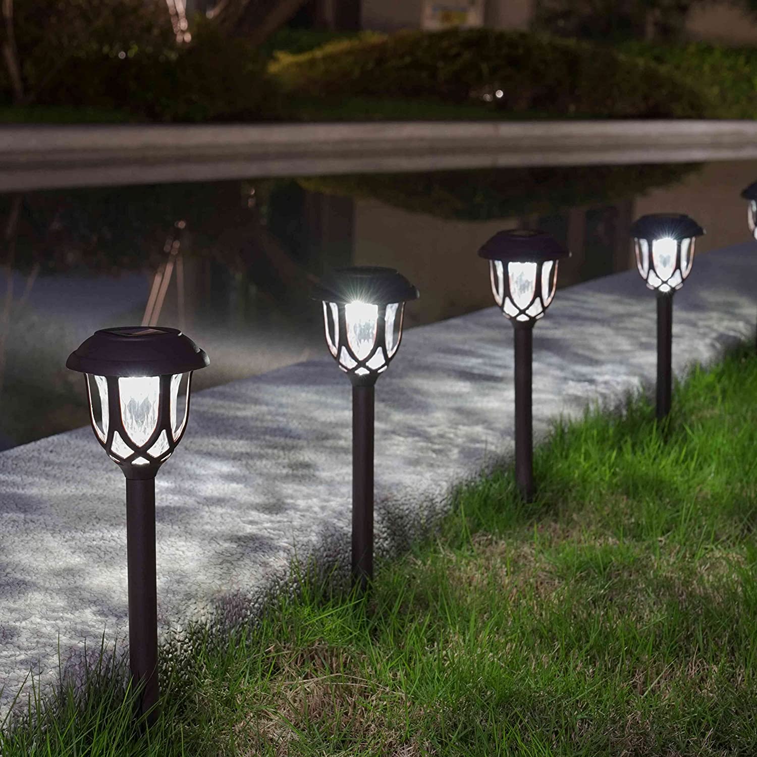 ExcMark 10 Pack Solar Lights Outdoor Decorative, Solar Pathway Lights Outdoor, Solar Powered Garden Yard Lights for Walkway Sidewalk Driveway.