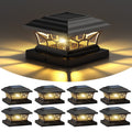 Solar Post Cap Lights Outdoor Waterproof, Fits 4x4, 5x5, 6x6 Wooden & Vinyl Fence Decks, Edison LED Bulb with Warm & Cool White Light Modes. Black color.