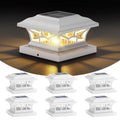 Solar Post Cap Lights Outdoor Waterproof, Fits 4x4, 5x5, 6x6 Wooden & Vinyl Fence Decks, Edison LED Bulb with Warm & Cool White Light Modes. White color.