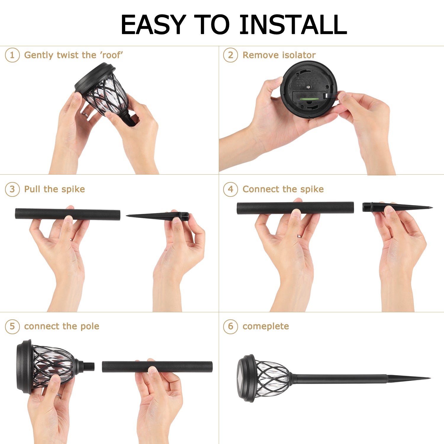 ExcMark 10 Pack Solar Lights Outdoor Garden Pathway Solar Powered Yard Lights for Walkway Sidewalk Driveway.