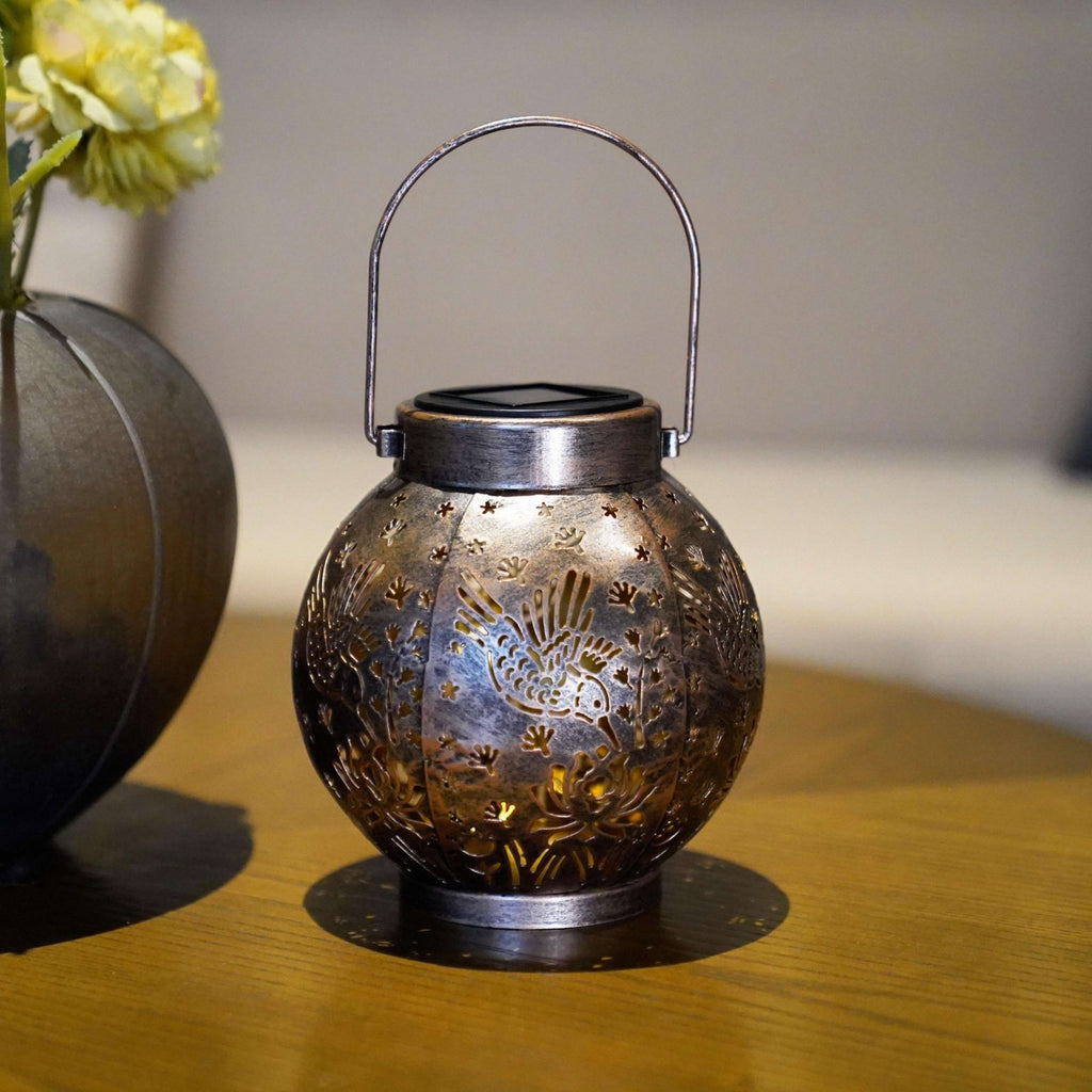 Set of 2 Solar Hanging Lantern Lights Outdoor Waterproof Metal Decorative for Garden Patio Yard Lawn and Tabletop Decorations. Unique Gifts for Women Mum Hummingbird Lovers.