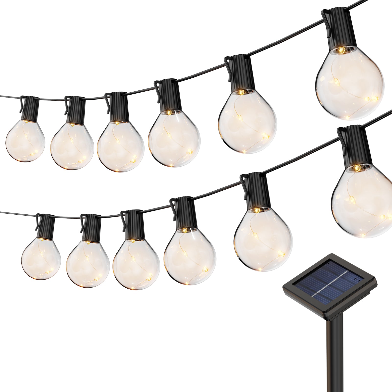 ExcMark Solar String Lights Outdoor, 15 Bulbs Globe Fairy Lights with Warm White LEDs, Waterproof Patio Garden Yard Decor Lighting for Fence, Porch, Deck, and Party