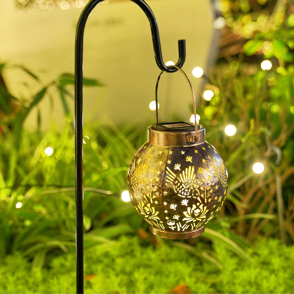 Set of 2 Solar Hanging Lantern Lights Outdoor Waterproof Metal Decorative for Garden Patio Yard Lawn and Tabletop Decorations. Unique Gifts for Women Mum Hummingbird Lovers.