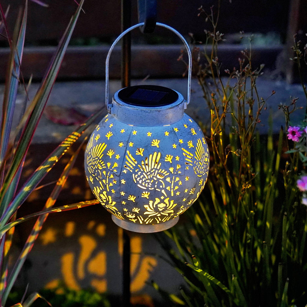 Set of 2 Solar Hanging Lantern Lights Outdoor Waterproof Metal Decorative for Garden Patio Yard Lawn and Tabletop Decorations. Unique Gifts for Women Mum Hummingbird Lovers.