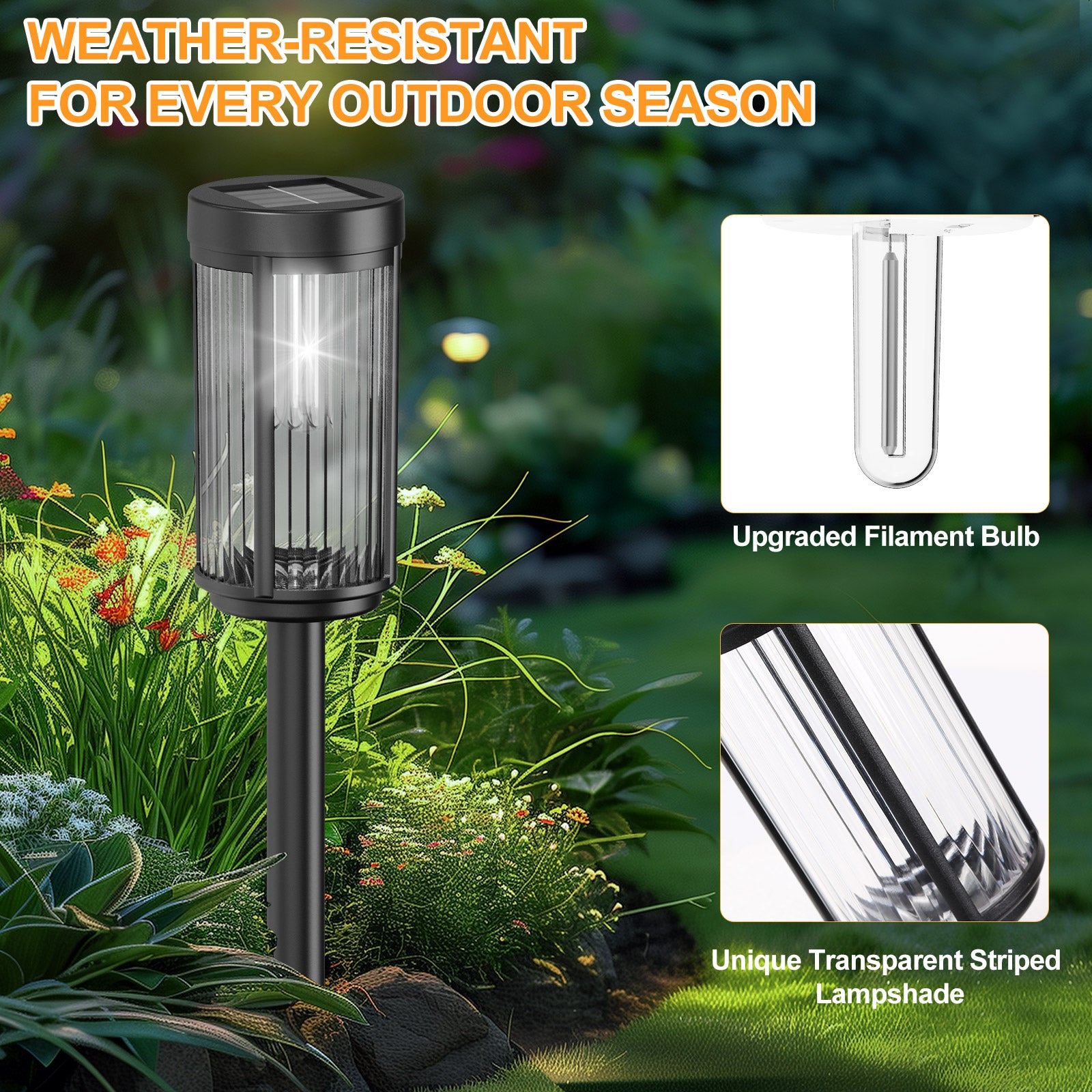 Solar Lights for Outside Walkway Pathway Yard Garden Lawn Outdoor Waterproof Decorative Contemporary Landscape Lighting