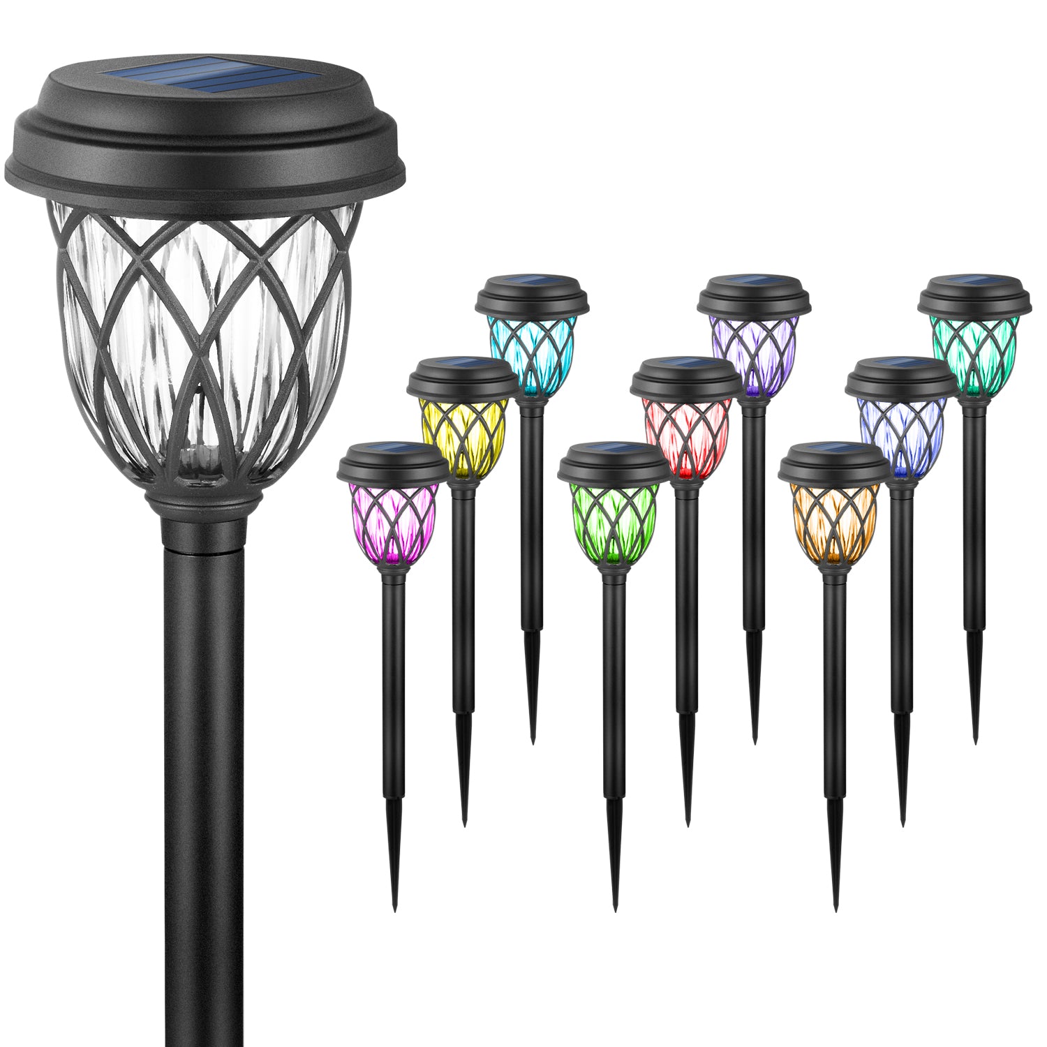 ExcMark 10 Pack Solar Lights Outdoor Garden Pathway Solar Powered Yard Lights for Walkway Sidewalk Driveway.