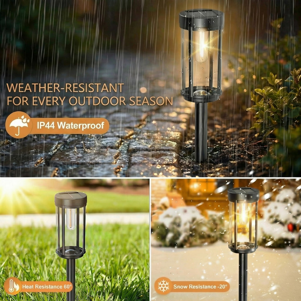 Solar Pathway Lights Outdoor, Waterproof LED Solar Garden Lights with Warm White Glow, Dusk to Dawn Automatic Landscape Lighting for Yard, Lawn, Walkway