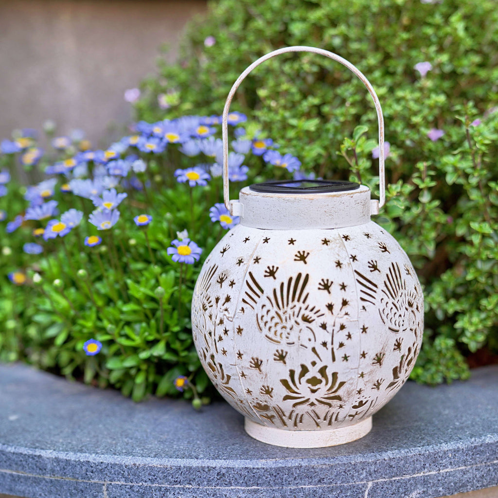 Set of 2 Solar Hanging Lantern Lights Outdoor Waterproof Metal Decorative for Garden Patio Yard Lawn and Tabletop Decorations. Unique Gifts for Women Mum Hummingbird Lovers.