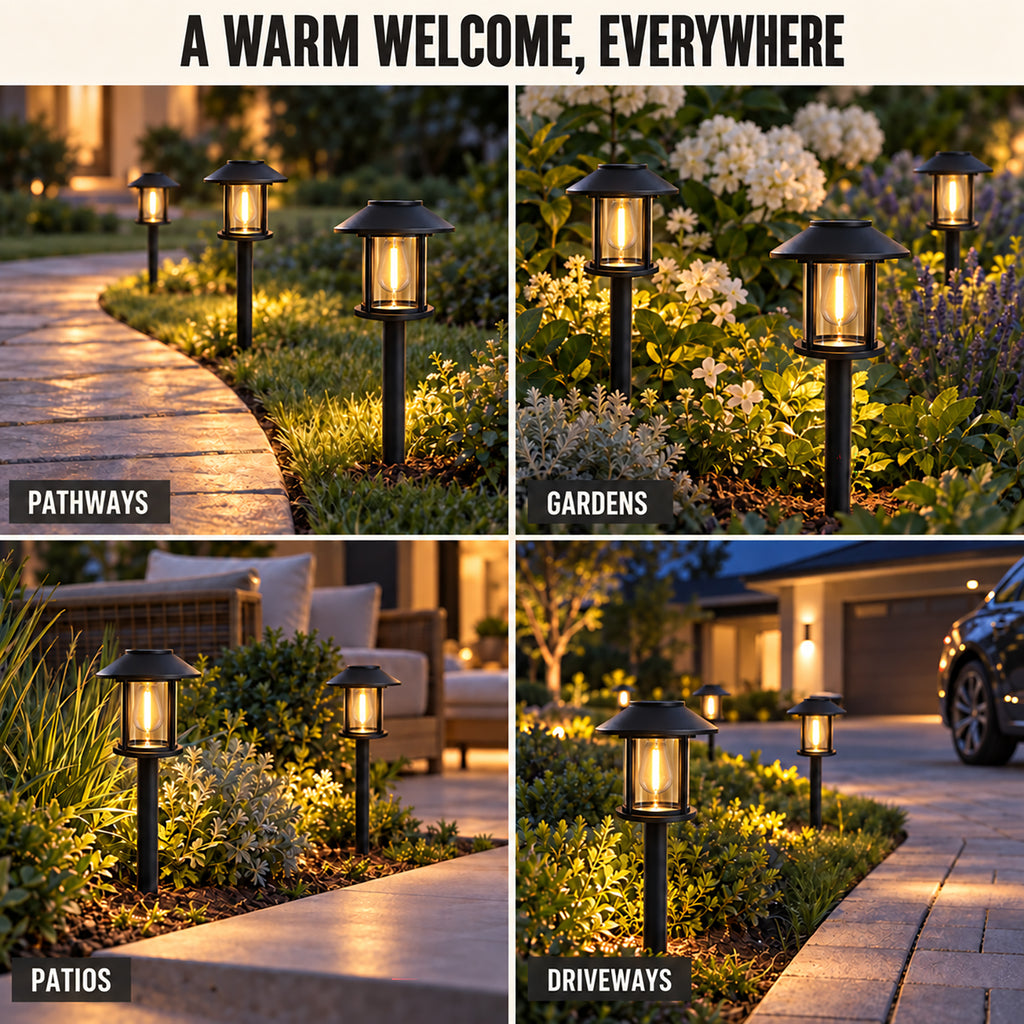 12 Pack Solar Lights Outdoor Waterproof for Pathway Garden Yard Lawn Walkway, Driveway & Patio, Landscape Stake Lights, Auto On/Off, Warm White.