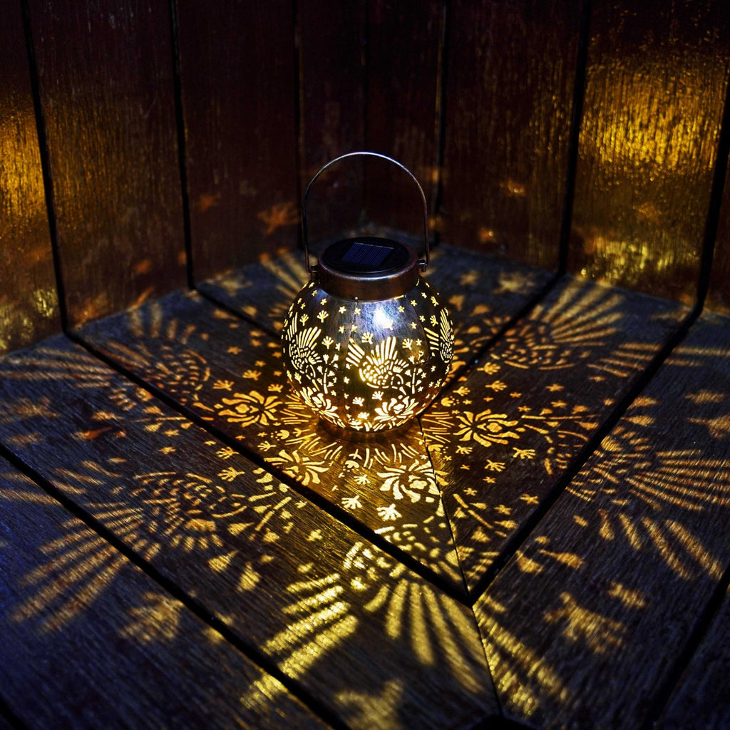 Set of 2 Solar Hanging Lantern Lights Outdoor Waterproof Metal Decorative for Garden Patio Yard Lawn and Tabletop Decorations. Unique Gifts for Women Mum Hummingbird Lovers.