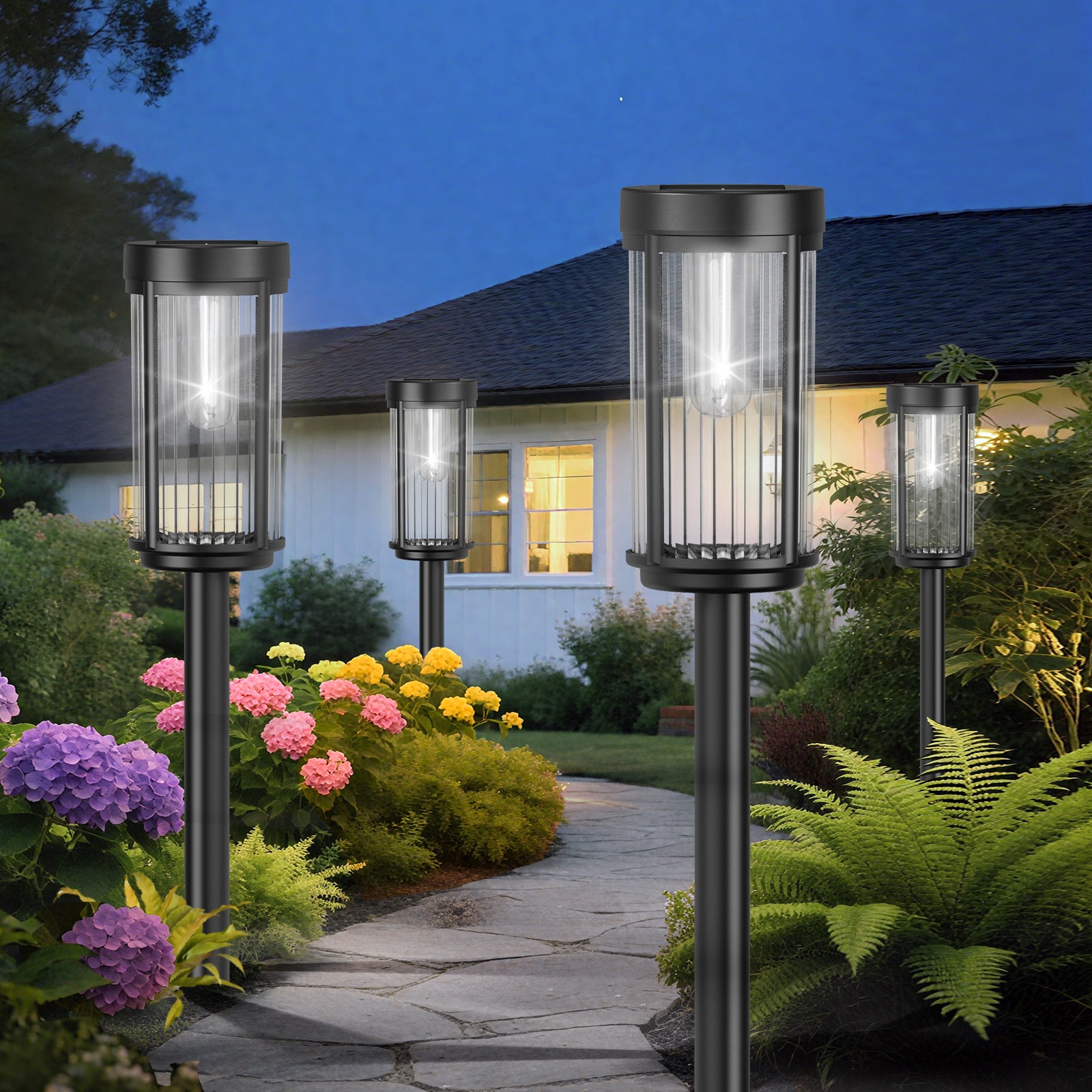 Solar Lights for Outside Walkway Pathway Yard Garden Lawn Outdoor Waterproof Decorative Contemporary Landscape Lighting