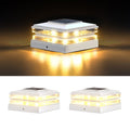 4x4 Solar Post Cap Lights Outdoor Waterproof Fence Deck Post Lights with High-Brightness LEDs, Dual Light Modes Warm & Cool White.