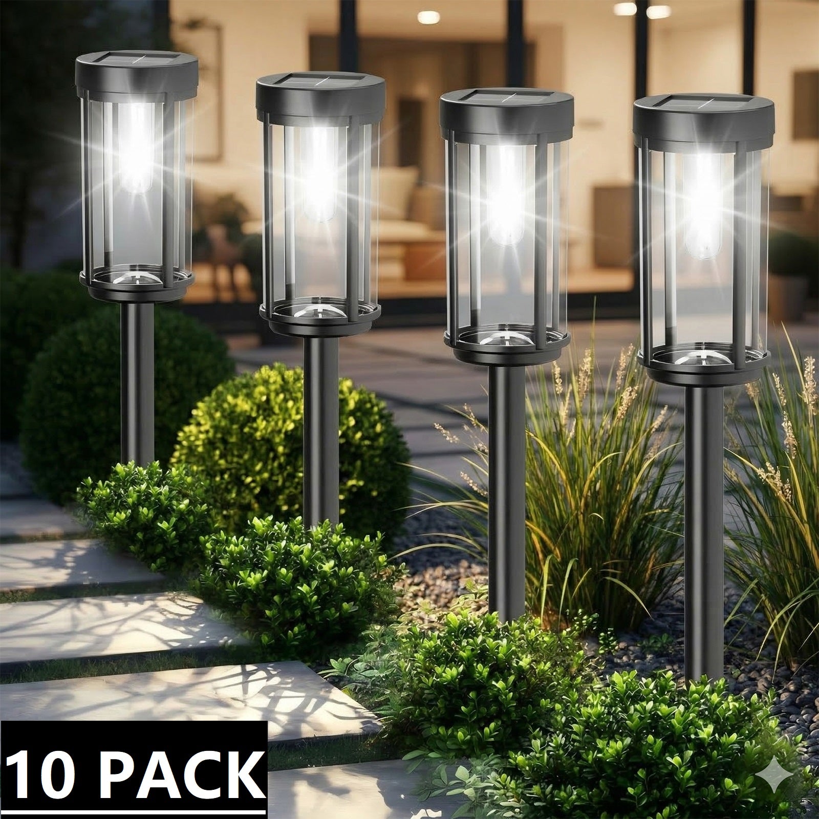 Solar Pathway Lights Outdoor, Waterproof LED Solar Garden Lights with Cold White Glow, Dusk to Dawn Automatic Landscape Lighting for Yard, Lawn, Walkway