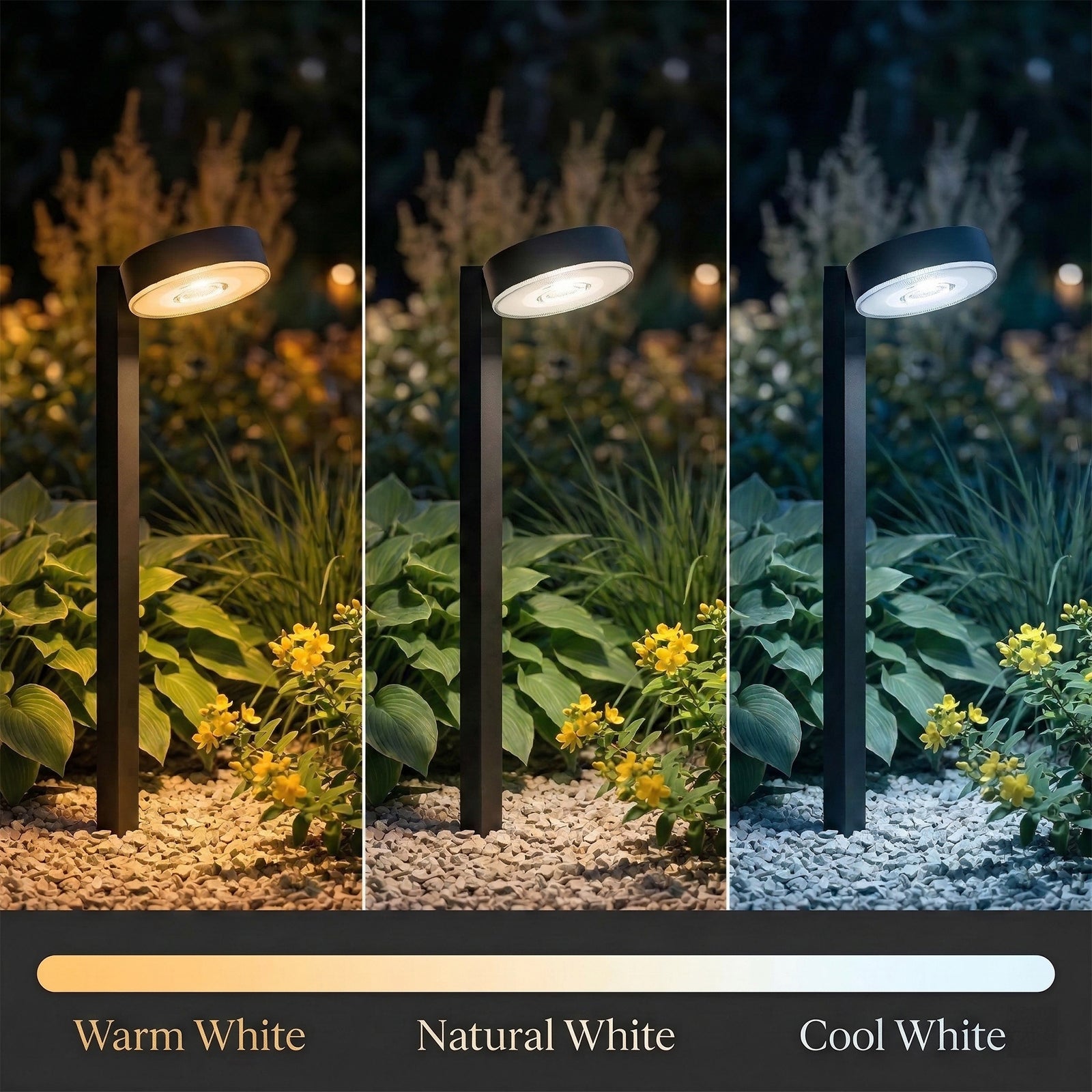 Solar Pathway Lights with Warm White/Neutral White/Cool White, Automatic Dusk to Dawn Outdoor Solar Garden Lights for Yard, Lawn, Walkway & Landscape
