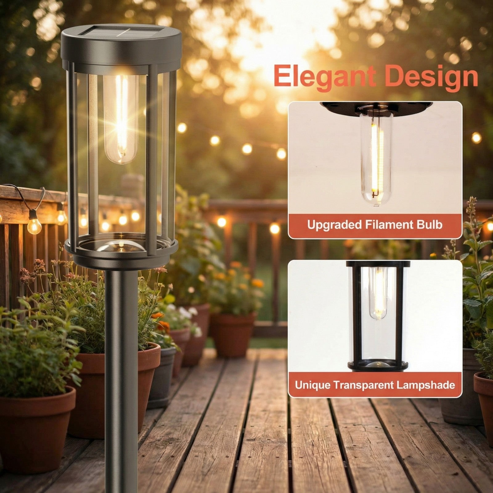 Solar Pathway Lights Outdoor, Waterproof LED Solar Garden Lights with Warm White Glow, Dusk to Dawn Automatic Landscape Lighting for Yard, Lawn, Walkway