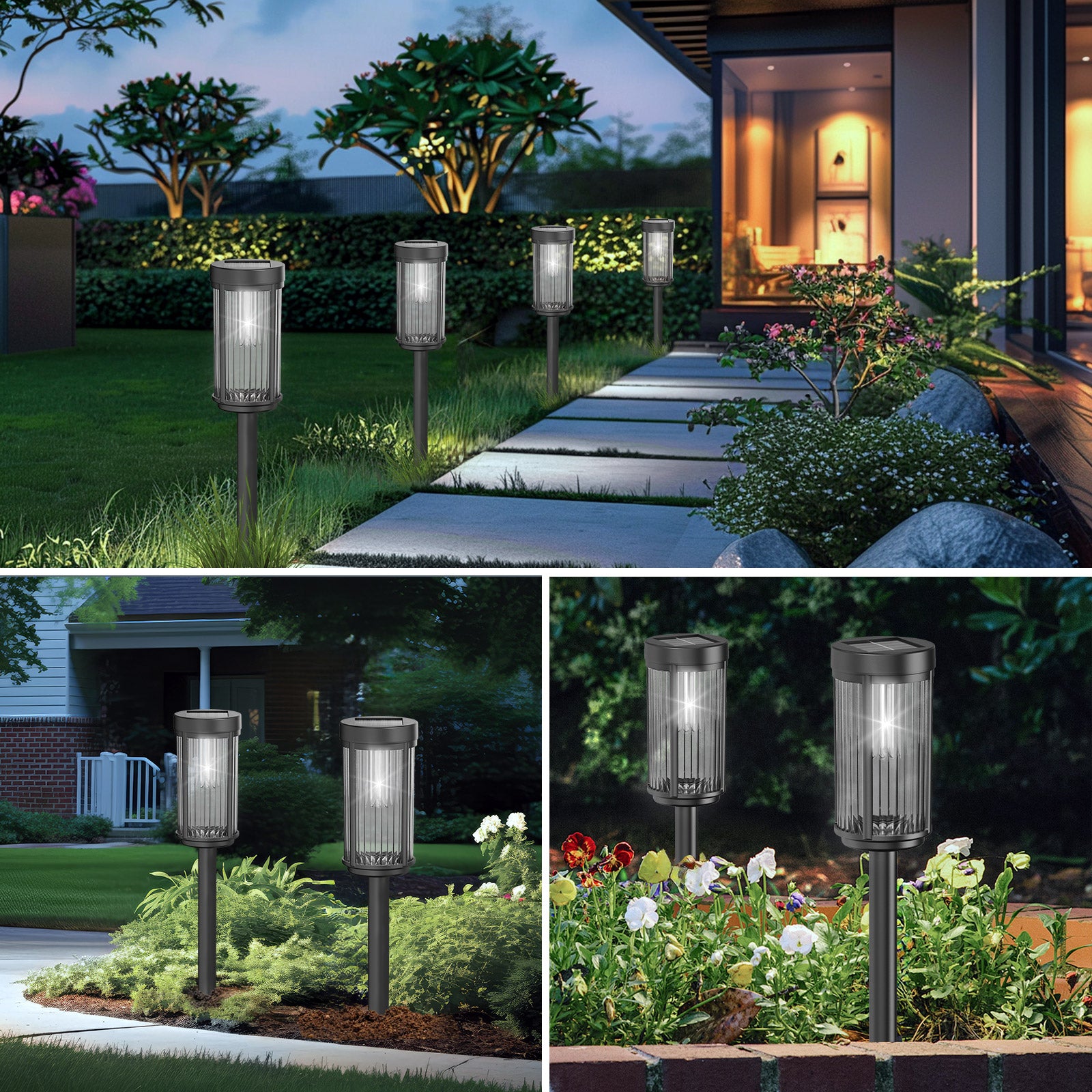 Solar Lights for Outside Walkway Pathway Yard Garden Lawn Outdoor Waterproof Decorative Contemporary Landscape Lighting