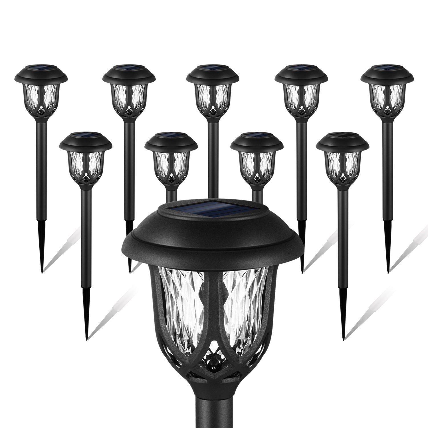 ExcMark 10 Pack Solar Lights Outdoor Decorative, Solar Pathway Lights Outdoor, Solar Powered Garden Yard Lights for Walkway Sidewalk Driveway.