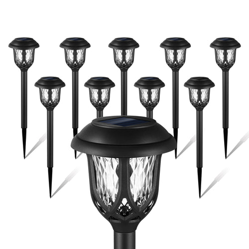 ExcMark 10 Pack Solar Lights Outdoor Decorative, Solar Pathway Lights Outdoor, Solar Powered Garden Yard Lights for Walkway Sidewalk Driveway.