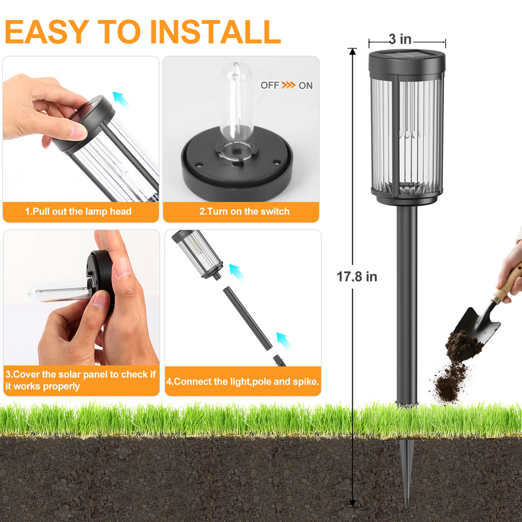 Solar Lights for Outside Walkway Pathway Yard Garden Lawn Outdoor Waterproof Decorative Contemporary Landscape Lighting