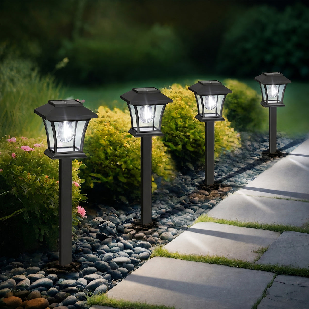 Solar Lights Outdoor Waterproof For Garden Walkway Pathway Lawn Yard Decorative Vintage-Style Landscape Lighting