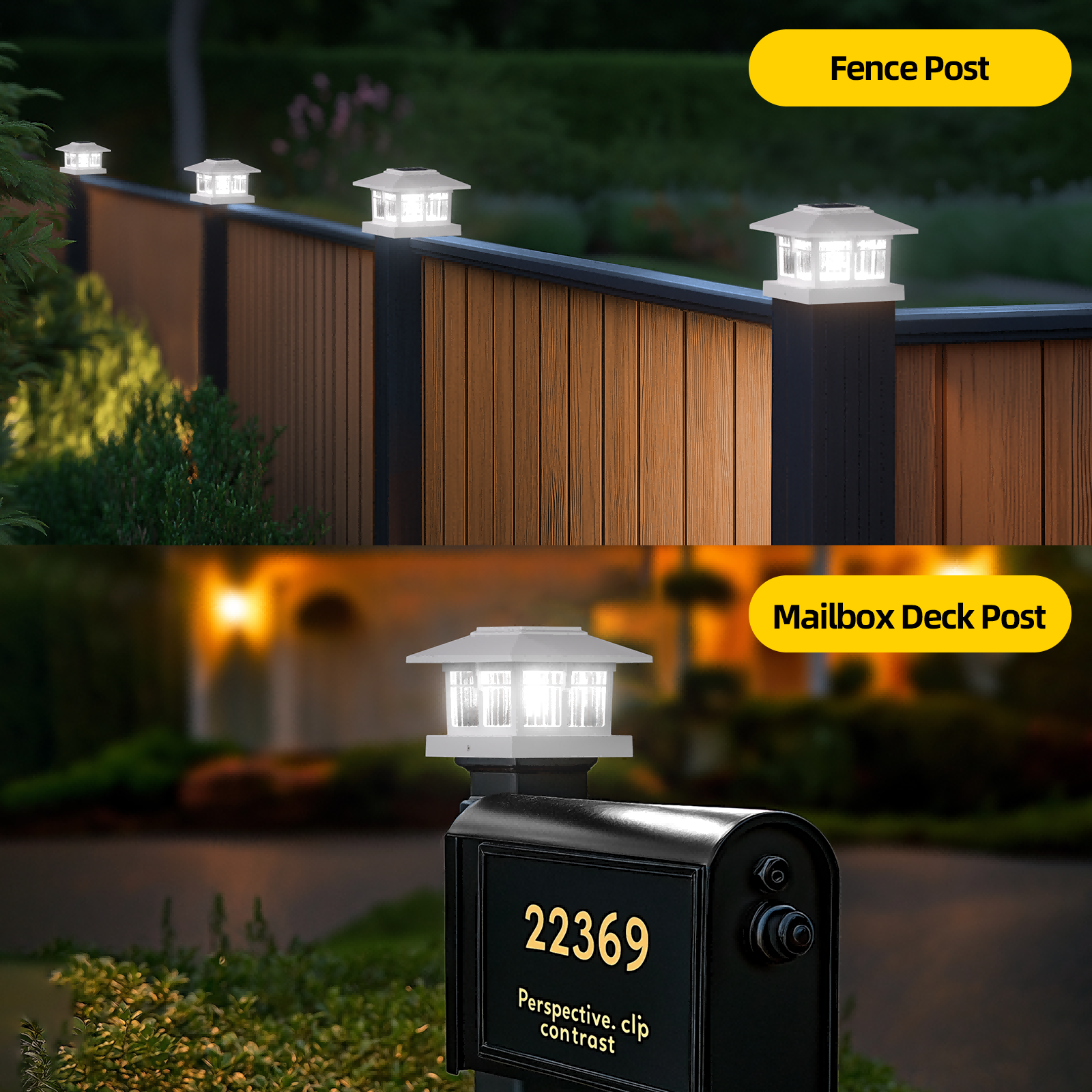 4x4 Solar Post Cap Lights Fence Deck Post Lights Outdoor Solar Powered Waterproof with Two Light Modes Warm&Cool White for Garden Patio Decor