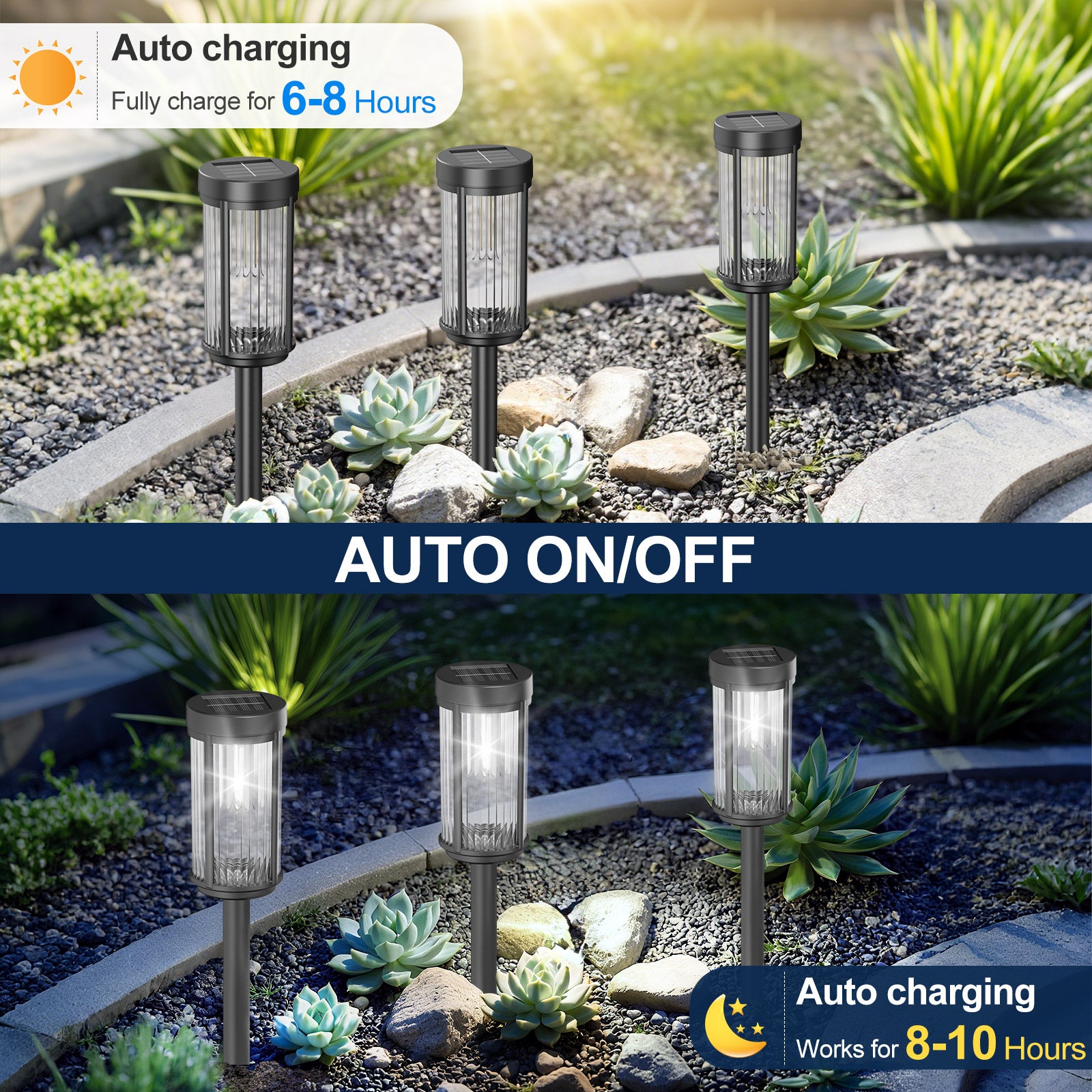 Solar Lights for Outside Walkway Pathway Yard Garden Lawn Outdoor Waterproof Decorative Contemporary Landscape Lighting