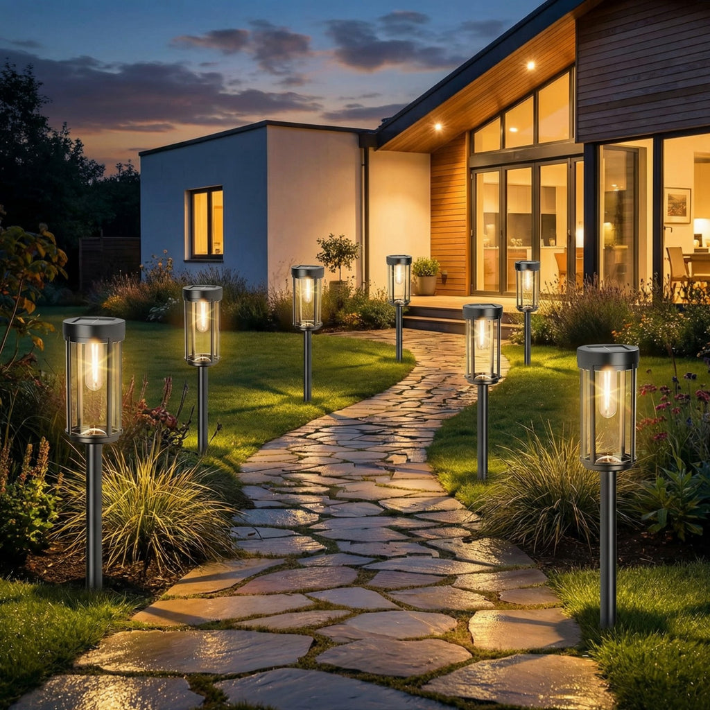 Solar Pathway Lights Outdoor, Waterproof LED Solar Garden Lights with Warm White Glow, Dusk to Dawn Automatic Landscape Lighting for Yard, Lawn, Walkway