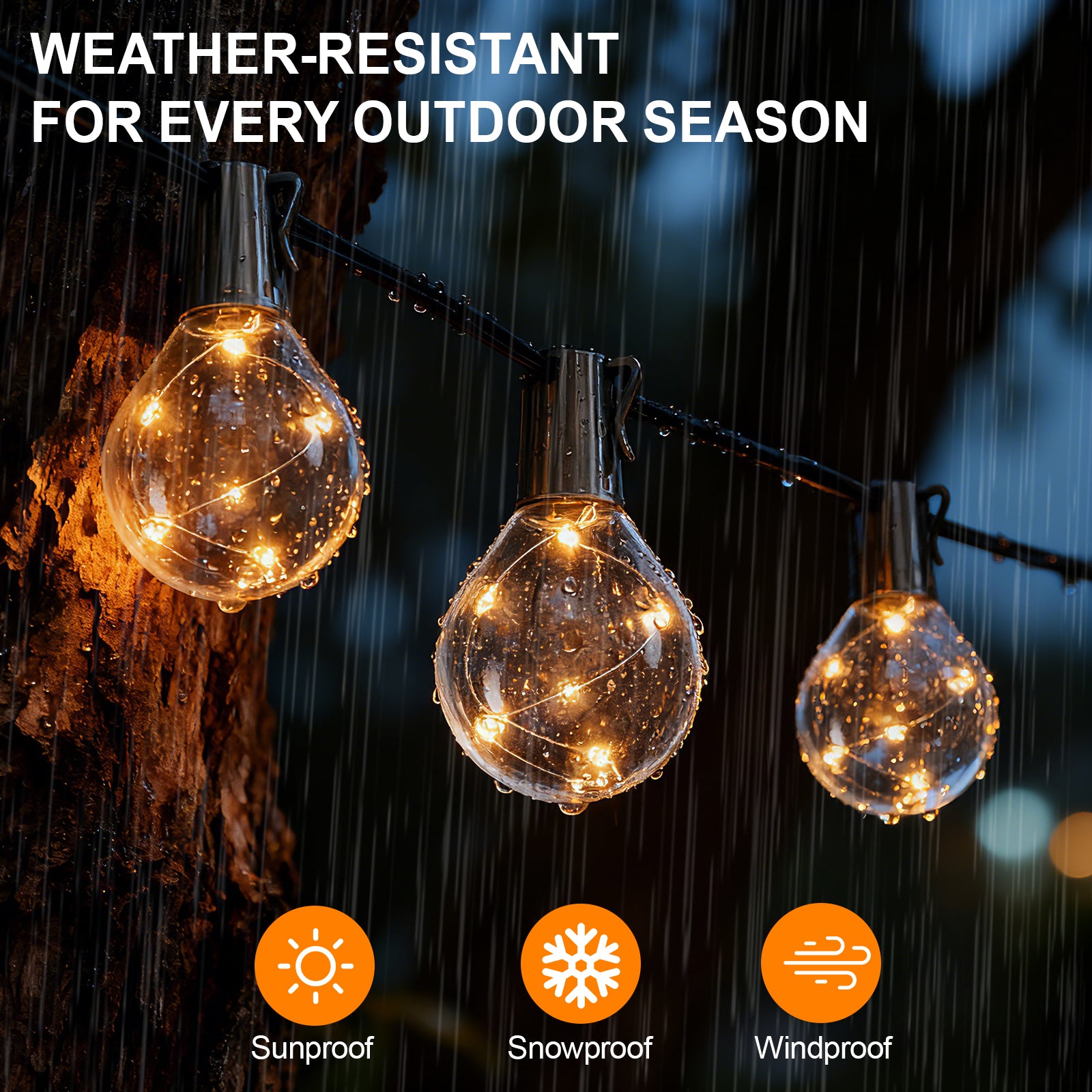 ExcMark Solar String Lights Outdoor, 15 Bulbs Globe Fairy Lights with Warm White LEDs, Waterproof Patio Garden Yard Decor Lighting for Fence, Porch, Deck, and Party