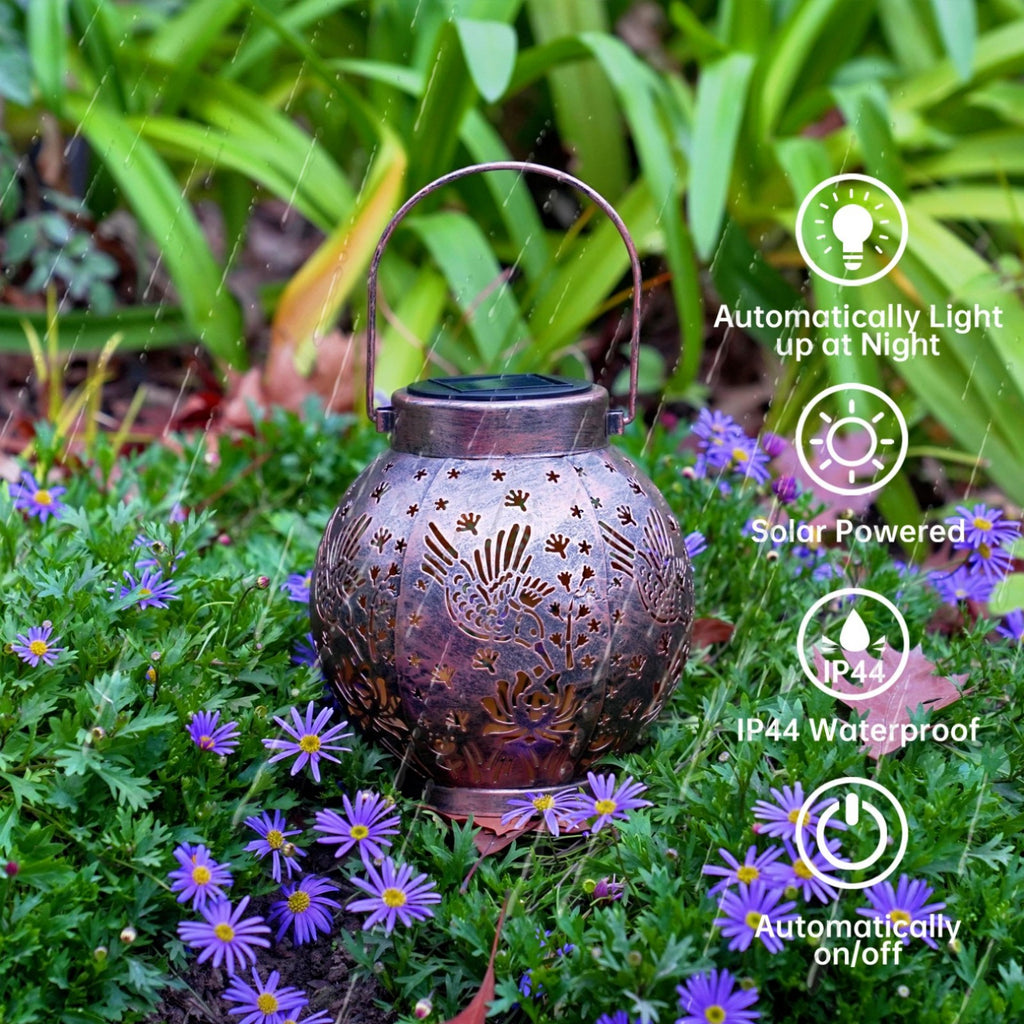 Set of 2 Solar Hanging Lantern Lights Outdoor Waterproof Metal Decorative for Garden Patio Yard Lawn and Tabletop Decorations. Unique Gifts for Women Mum Hummingbird Lovers.