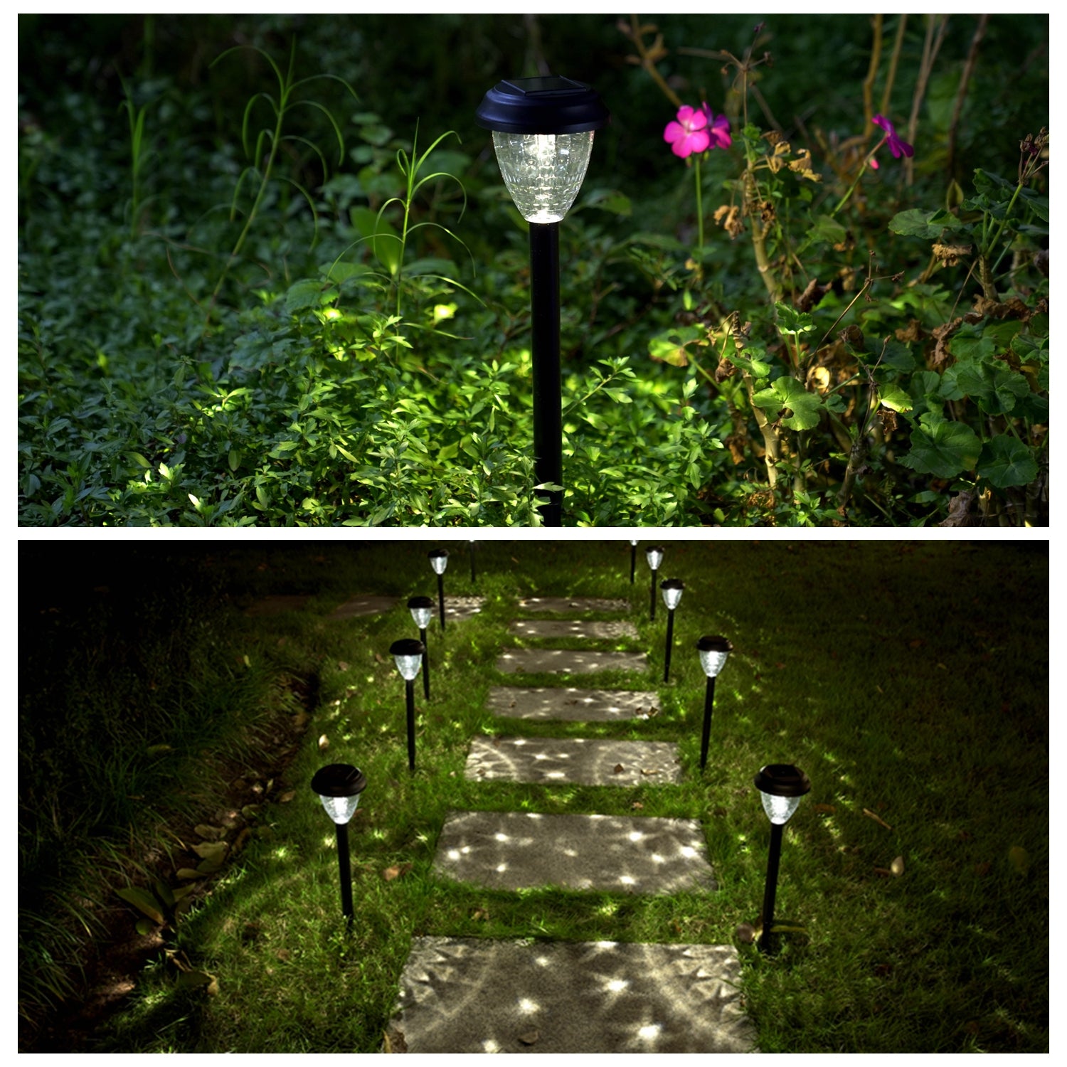 10 Pack Solar Lights for Outside Pathway Walkway Driveway Garden Yard Solar Powered Lights Outdoor Waterproof.