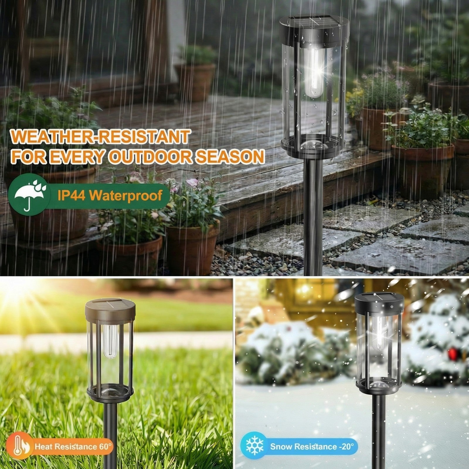 Solar Pathway Lights Outdoor, Waterproof LED Solar Garden Lights with Cold White Glow, Dusk to Dawn Automatic Landscape Lighting for Yard, Lawn, Walkway