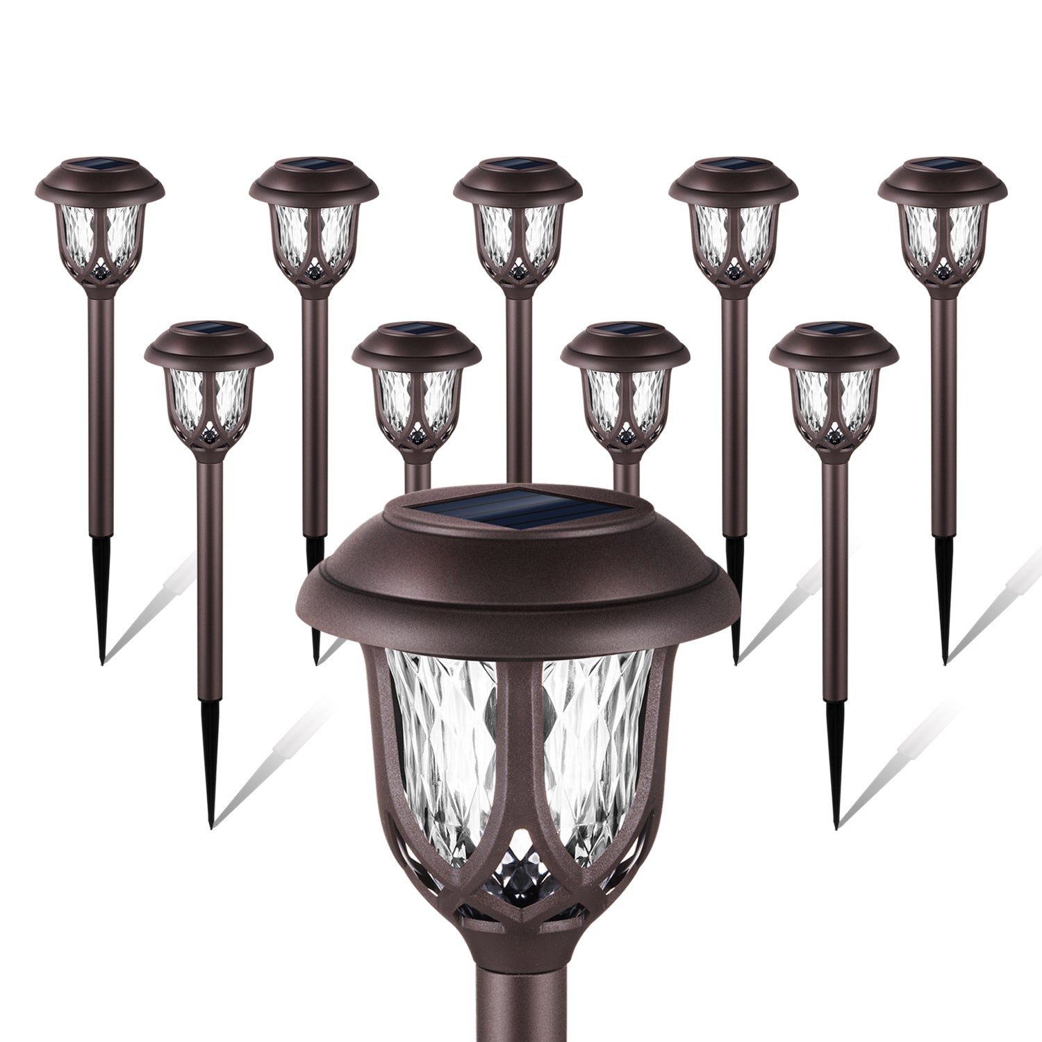 ExcMark 10 Pack Solar Lights Outdoor Decorative, Solar Pathway Lights Outdoor, Solar Powered Garden Yard Lights for Walkway Sidewalk Driveway.