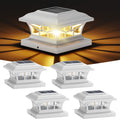 Solar Post Cap Lights Outdoor Waterproof, Fits 4x4, 5x5, 6x6 Wooden & Vinyl Fence Decks, Edison LED Bulb with Warm & Cool White Light Modes. White color.