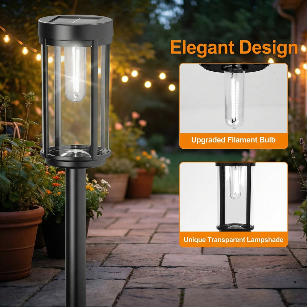 Solar Pathway Lights Outdoor, Waterproof LED Solar Garden Lights with Cold White Glow, Dusk to Dawn Automatic Landscape Lighting for Yard, Lawn, Walkway